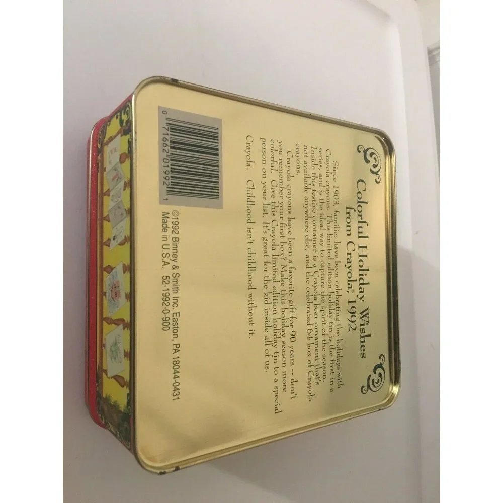 Vtg Crayola Crayon Collectors Tin 64Crayons Plus Bear Ornament 1992 Series First